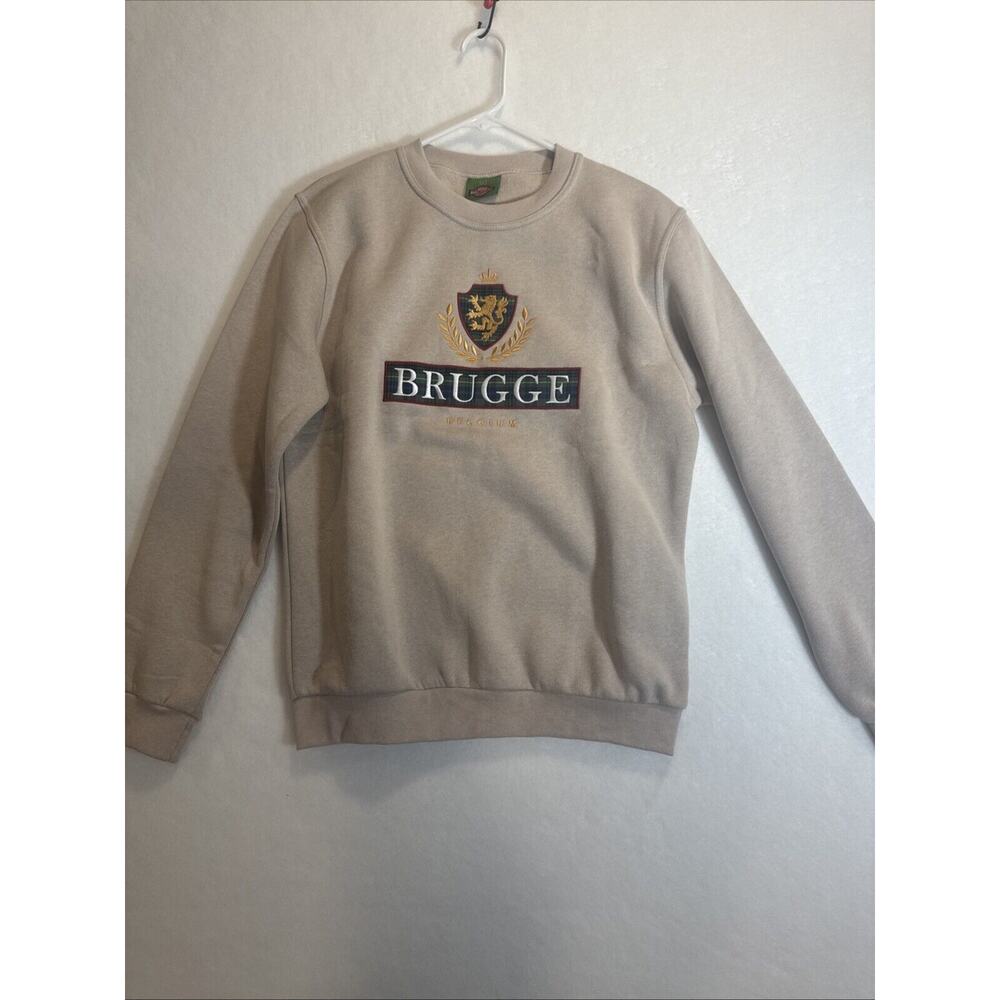 Vintage Brugge Belgium Pullover Sweater HTF Beige Long Arm